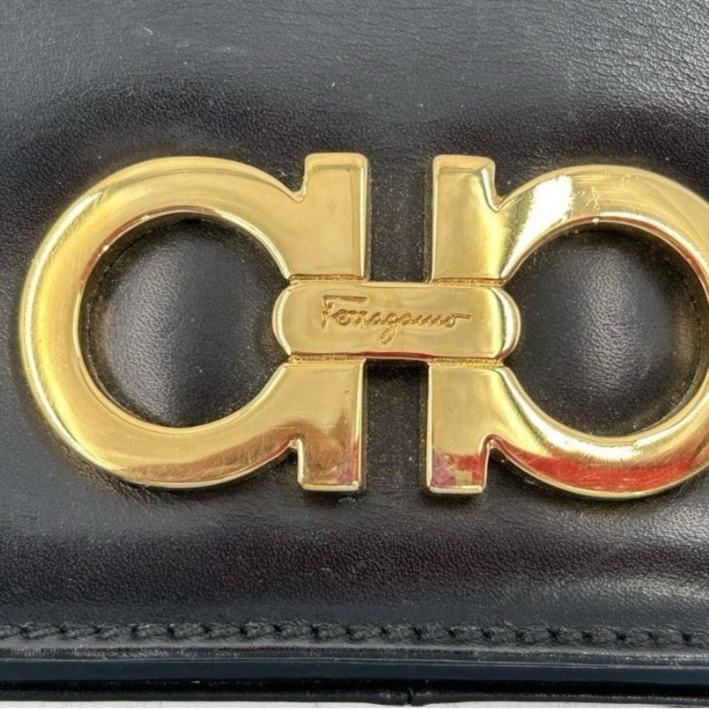 VTG Salvatore Ferragamo Black Leather Crossbody Purse